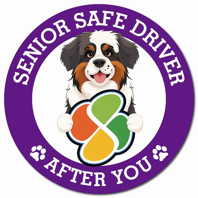 カーサイン 高齢者マーク SENIOR SAFE DRIVER セントバーナード マグネット 強力 直径13cm 肉球 日本製 車 ステッカー