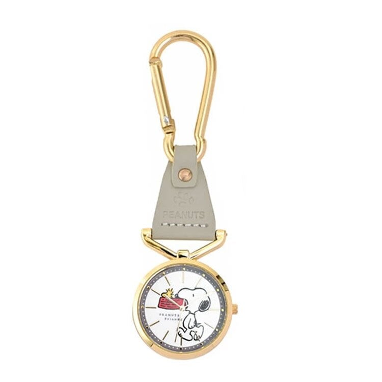 カラビナ レザー ウォッチ スヌーピー PNT058 定形外 送料無料 PEANUTS オラフ ウッドストック チャーリーブラウン 時計 懐中時計 チャームウォッチ キーホルダー ナースウォッチ パッケージ付き ギフト