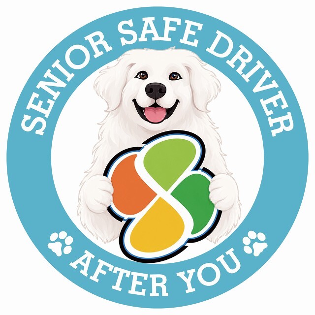 カーサイン 高齢者マーク SENIOR SAFE DRIVER グレートピレニーズ ステッカー シール 直径13cm 肉球 日本製 車