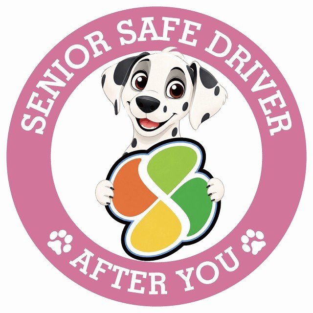 カーサイン 高齢者マーク SENIOR SAFE DRIVER ダルメシアン ステッカー シール 直径13cm 肉球 日本製 車