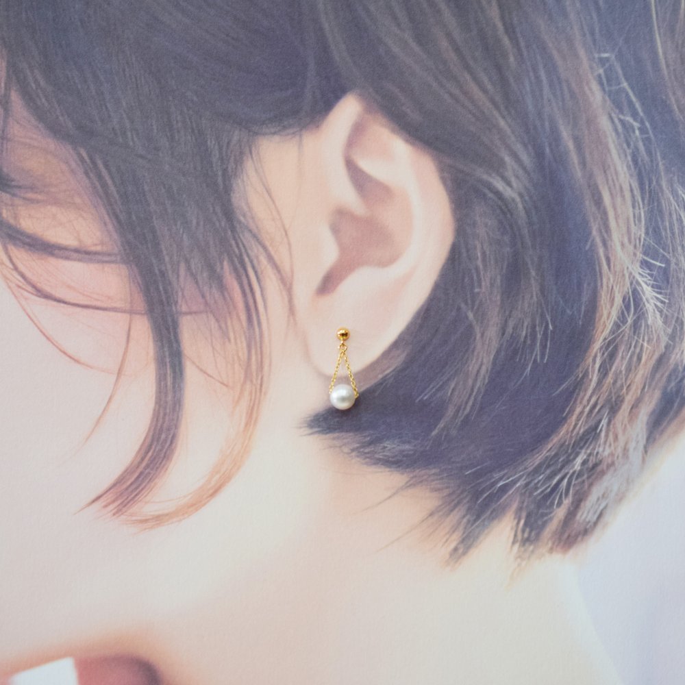 ［pearl454］5.5mm - 6mm 揺れる ピアス あこや真珠 天草 熊本 ペア 普段使い ピンク ホワイト K18 K14