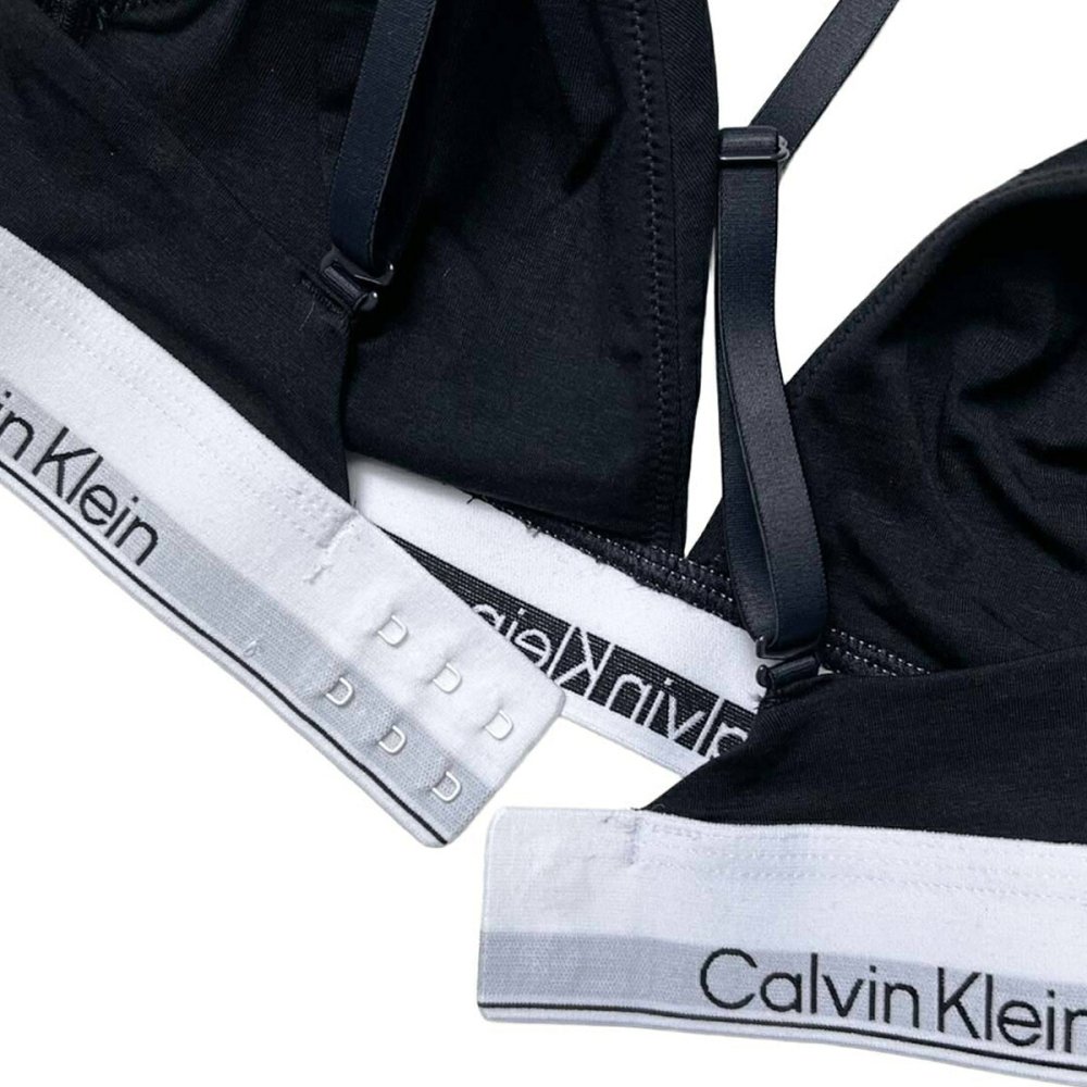 カルバンクライン Calvin Klein(CK) ブラ&ショーツ セット ロゴ 無地 ノンワイヤー アンダーウェア インナー 下着 QF8498+QF8520 レディース ブラック