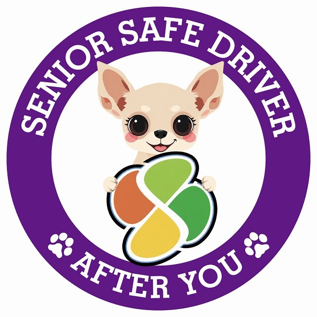カーサイン 高齢者マーク SENIOR SAFE DRIVER チワックス ステッカー シール 直径13cm 肉球 日本製 車
