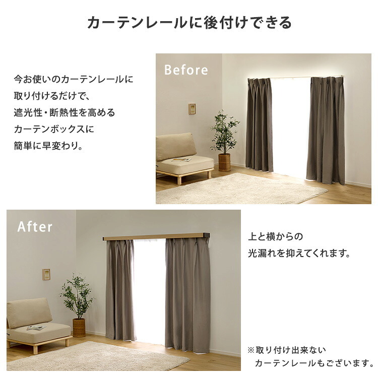 カーテン 窓まわり 遮光 レールカバー ダブル （2ｍ） 遮光性 断熱性 ボックス レール カット調整 新生活