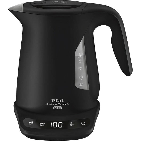 【直送】ティファール T-fal ジャスティンロックコントロール 1.2L ブラック [26-0332-020] KO823NJP 電気ケトル 転倒お湯もれロック 8段階温度調節 空焚き防止 ギフト