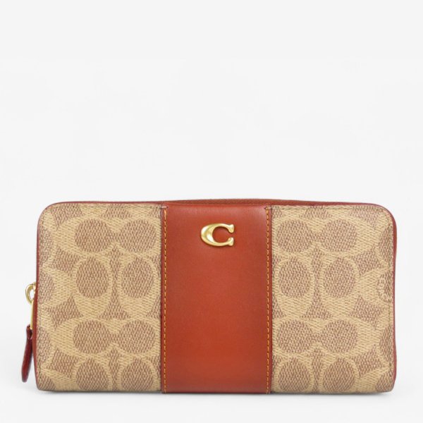 送料無料 コーチ COACH アウトレット 敬老の日 レディース 財布 ラウンドジップ長財布 長財布 CR996 B4NQ4(ブラス×タン ラスト) シグネチャー  ( 女性 プレゼント ブランド 大容量 財布 本革 きちんと感  かわいい おしゃれ )