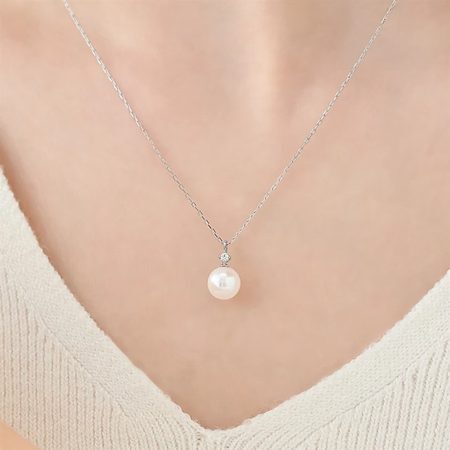 【無料ラッピング】 ヨンドシー 4℃ ネックレス プラチナ シンプル アコヤパール/ダイヤモンド レディース ブランド 正規品 新品 ギフト プレゼント 人気 おすすめ 誕生日 記念日 クリスマス 送料無料