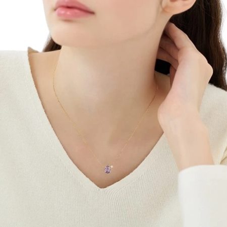 【無料ラッピング】  ヨンドシー 4℃ 2月誕生石 K10イエローゴールド ネックレス アメシスト フェルスパー ブランド 正規品 新品 ギフト プレゼント 人気 おすすめ 誕生日 記念日 クリスマス 送料無料