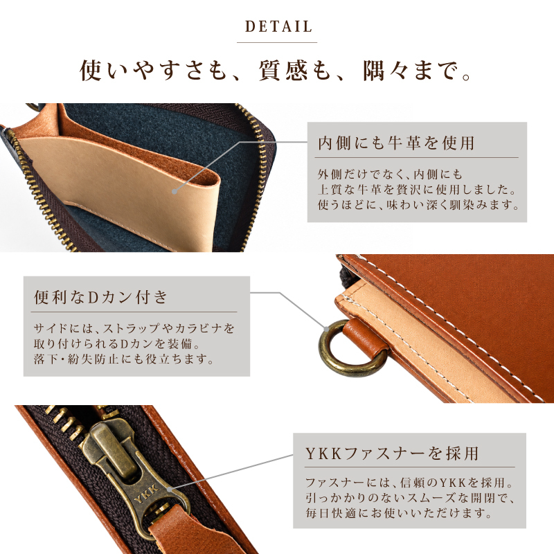 本革 コインケース 小銭入れ メンズ レディース ミニ財布 L字ファスナー 牛革 カードケース コンパクト財布 YKKファスナー 3ポケット Dカン付き 薄型 小さい財布 軽量 レザー シンプル 男女兼用 プレゼント ギフト