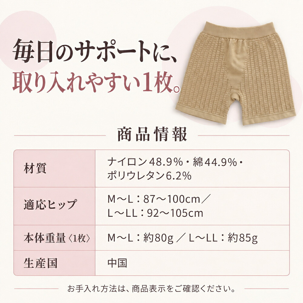 ウェーブマッサージ ガードルショーツ3枚入 / ガードルショーツ 補正下着 レディース お腹引き締め ヒップアップ 綿混 シームレス 通気性 立体編み パワーネット 3枚組 / ウェーブ編みでお腹とヒップをやさしくサポート 締め付けにくい快適ガードル