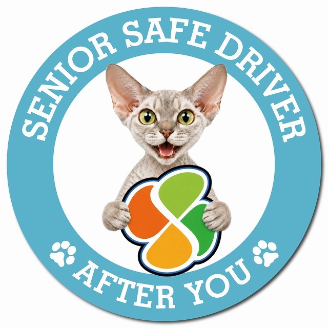 カーサイン 高齢者マーク SENIOR SAFE DRIVER デボンレックス マグネット 強力 直径13cm 肉球 日本製 車 ステッカー