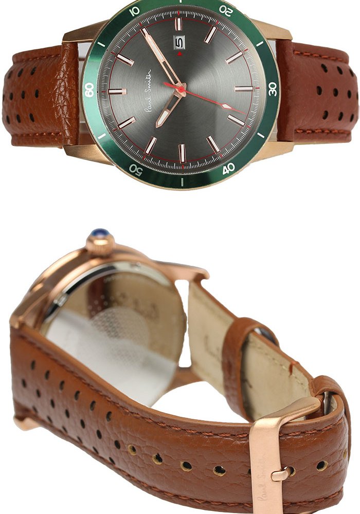 ポールスミス Paul Smith 腕時計 メンズ 革ベルト 43mm レザー クラシック ブランド 人気 ウォッチ ギフト プレゼント グリーン グレー シルバー ブラック ブラウン