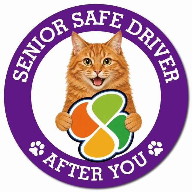 カーサイン 高齢者マーク SENIOR SAFE DRIVER アメリカンボブテイル マグネット 強力 直径13cm 肉球 日本製 車 ステッカー