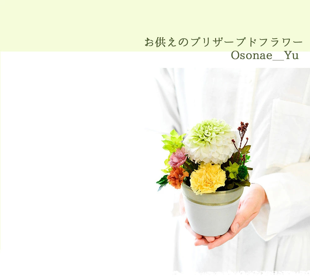 お供え　プリザーブドフラワー　【Osonae_Yu】お供え花 花 プリザーブド お供え プリザーブドフラワー お悔み ご仏前に プリザ ブリザード お供 お水が要らない 長く飾れる花 土日発送 p お花