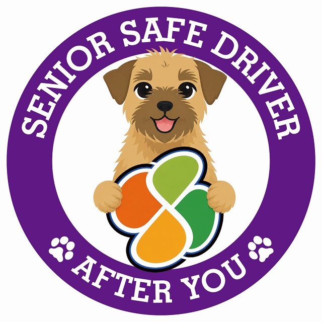 カーサイン 高齢者マーク SENIOR SAFE DRIVER ボーダーテリア ステッカー シール 直径13cm 肉球 日本製 車