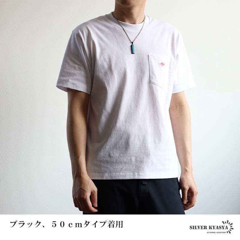 ステンレス スティックネックレス ターコイズ ペンダントネックレス ストーンネックレス ダブル喜平チェーン 細身 シルバー ブラック 水色 ブルー かっこいい メタル メンズ 男性 金属アレルギー対応
