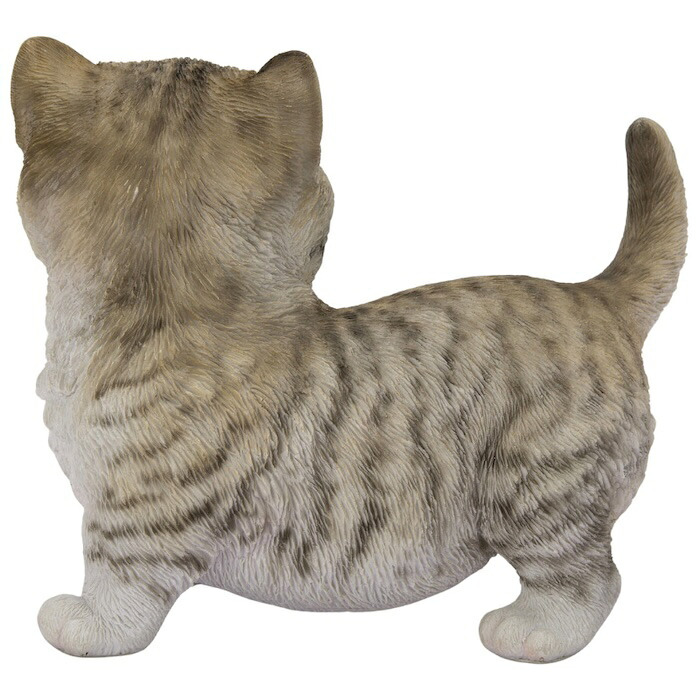 置物 猫 右向きマンチカン 茶黒 幅14cm woobia ウービア リアル かわいい おしゃれ 玄関 インテリア オブジェ ガーデン マンチカン キジトラ ねこ ネコ 動物 アニマル 癒し 棚 北欧 リビング プレゼント ギフト 新築祝い 猫好き