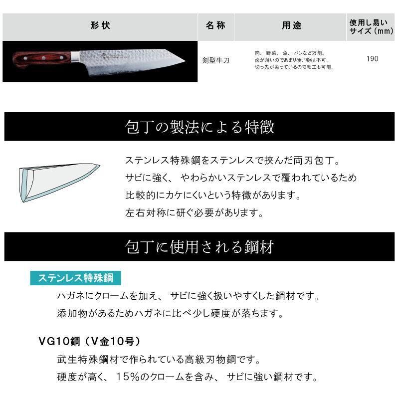 堺孝行 33層槌目ダマスカス洋包丁  剣型牛刀190mm【在庫アリ】【即納可】