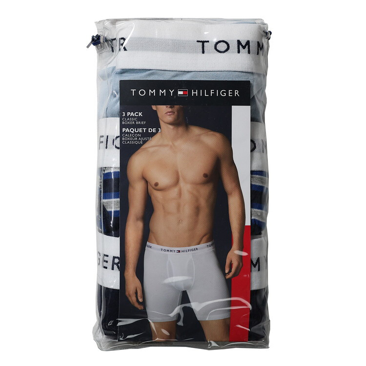 トミーヒルフィガー：COTTON CLASSICS ボクサーブリーフ 3PK（ブルーオムバ)[ボクサーパンツ/ 男性下着/ メンズインナー/人気ブランド/おすすめギフト/誕生日プレゼント/メンズファッション]