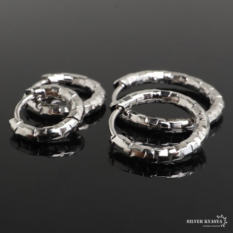 ステンレス 定番 フープピアス 不規則 カット シンプルピアス ゴールド シルバー 幅2.5mm 4サイズ プチプラ メタル 小さめ 細身 幾何学模様 セカンド キラキラ 両耳2点 レディース 女性 イヤリング 金属アレルギー対応