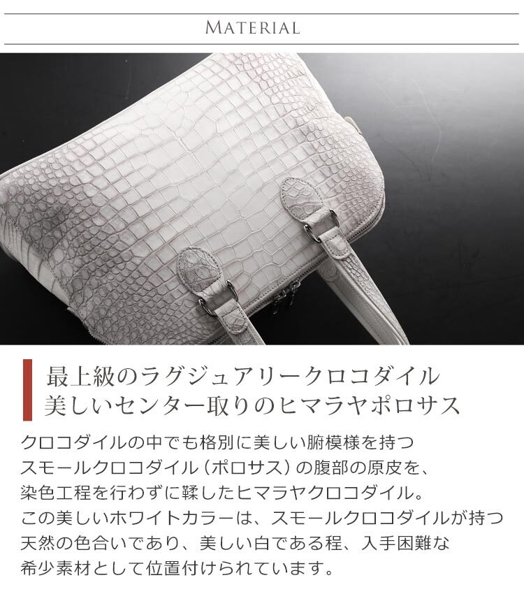 ヒマラヤ ポロサス 日本製 メンズ ハンドバッグ センター取り JRA 両開ファスナー スモール クロコダイル レザー 本革 鰐革 安心 保証書 メンズバッグ 男性用鞄 プレゼント ギフト 4FA (06001494-mens-1r)