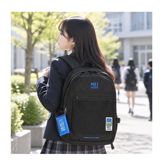 MEI OCEAN リュック 黒 通販 通学リュック バックパック 通学バッグ スクールバッグ 黒リュック 大きめ スクールリュック 女子高生 A4 B4 大容量 36L 高校生 中学生 女子 男子 軽量 軽い メイオーシャン かわいい おしゃれ 新学期準備
