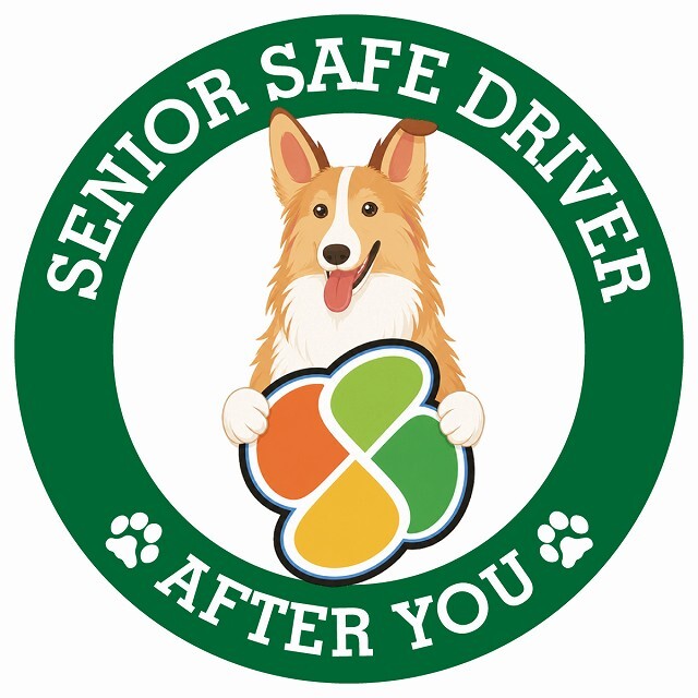 カーサイン 高齢者マーク SENIOR SAFE DRIVER スムースコリー ステッカー シール 直径13cm 肉球 日本製 車