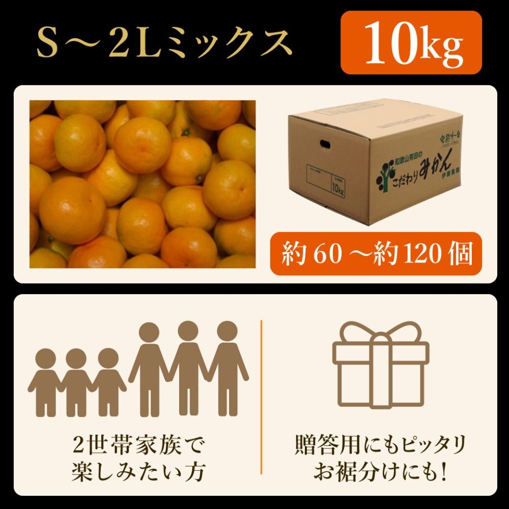 みかん 10kg 贈答用 秀品 特選 送料無料 和歌山 S～２L 混合 伊藤農園 小玉 大玉 中玉 手詰め 有田みかん 温州みかん 約70～100個 果物 柑橘贈答 ギフト 誕生日 結婚祝い 出産祝い 内祝い ギフト