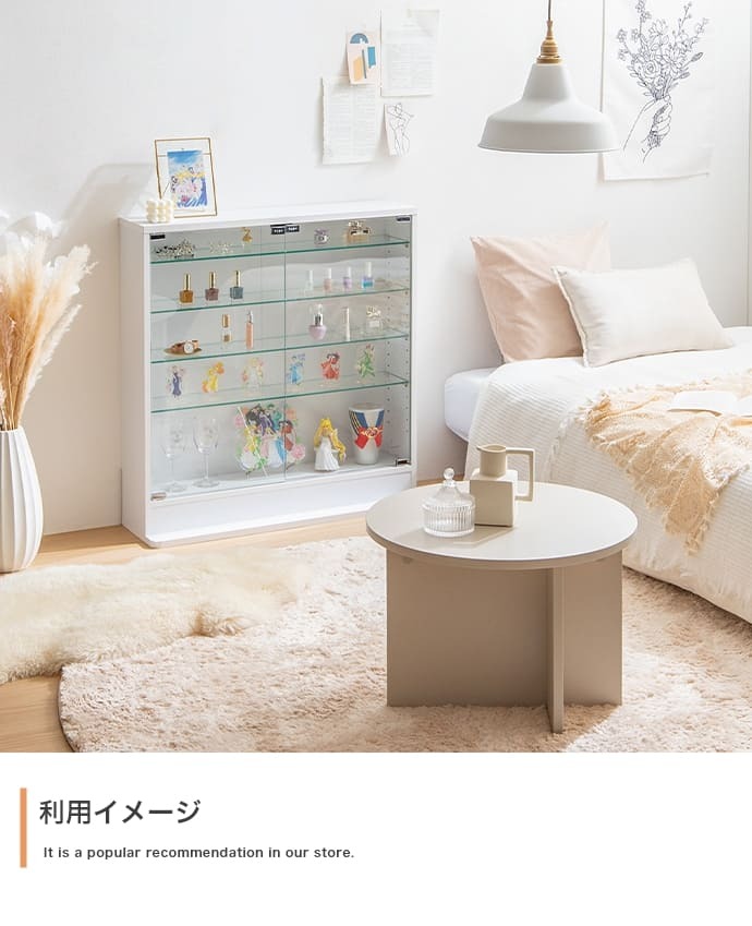 収納家具 ラック 段差式 コレクションボードコレクションケース コレクション収納 キュリオケース コレクション 展示棚 展示ケース ガラス棚 背面ミラー フィギュア 完成品 木製 木目調 ブラウン ホワイト 幅80cm×奥行24cm×高さ81.2cm