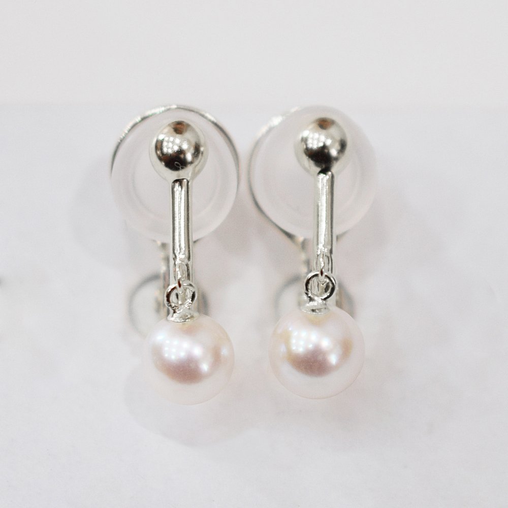 ［pearl594］6mm - 6.5mm ピアス あこや真珠 熊本 天草 本真珠 シンプル イヤリング ブラタイプ