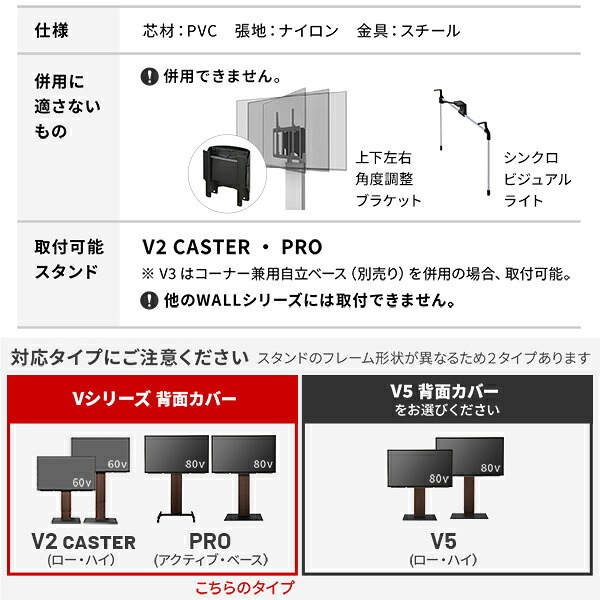 WALLインテリアテレビスタンド V2 CASTER・PRO対応 背面カバー BACK COVER 追加オプション 部品パーツケーブル隠しコード収納コード隠し背面隠しモダン おしゃれスタイリッシュWALLオプション