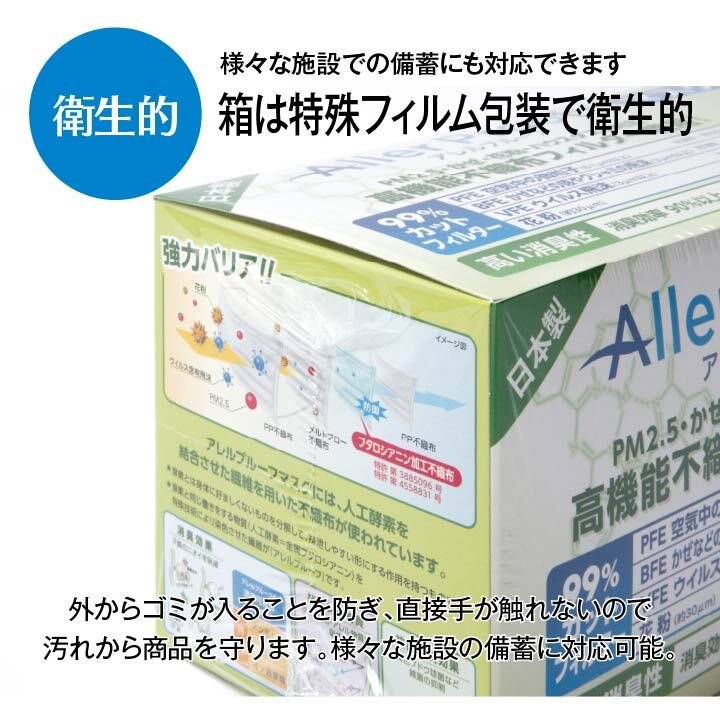 マスク アレルプルーフ 日本製 PM2.5 かぜ 花粉 ハウスダスト 個別包装 サージカル マスク 高機能不織布フィルター使用 Lサイズ 30枚入り