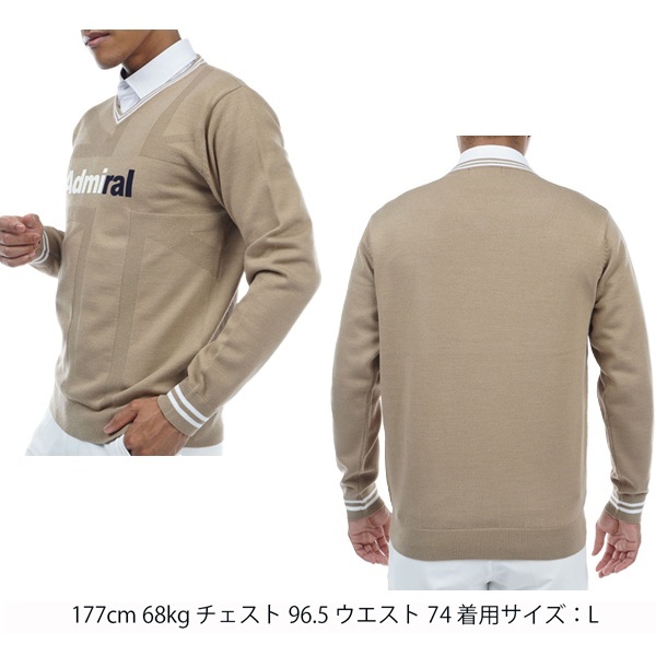 アドミラル ゴルフ メンズ UJジャカード　Vネックセーター ADMIRAL GOLF ADMA369 秋冬モデル お誕生日祝い お祝い 記念品 お父さん 父の日 彼氏 男性 30代 40代 50代 60代  還暦祝い 敬老の日 人気プレゼント プレゼント