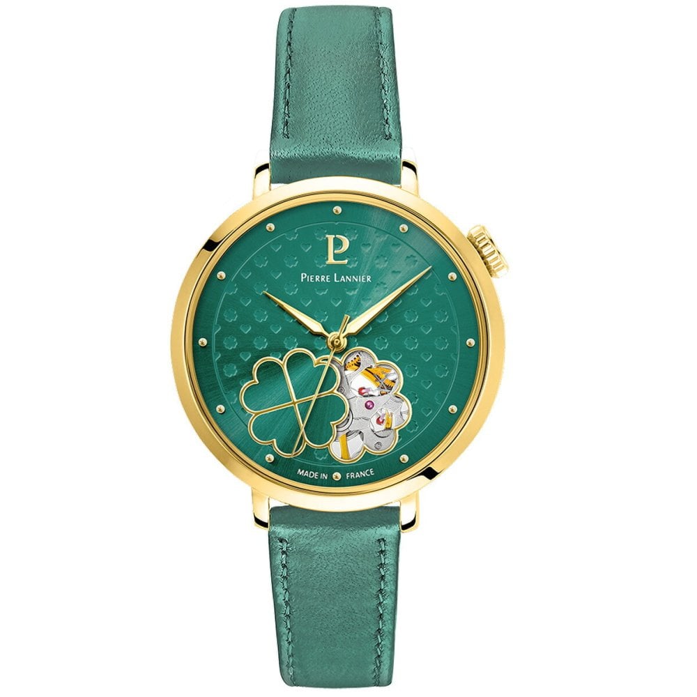 ピエールラニエ PIERRE LANNIER レディース 腕時計 自動巻き エスペランサ ESPERANCE 35mm P147K577 ラウンド 革ベルト グリーン