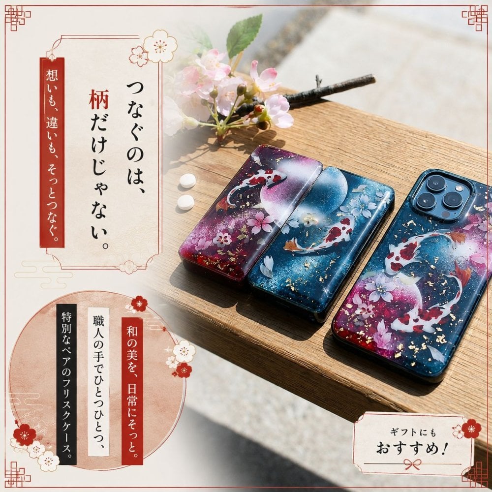 職人の手作り！和柄ペアFRISKケース「阿」フリスク タブレット ミント 名入れ 職人 手作り ハンドメイド 送料無料 伝統工芸 桜 和モダン 和柄 和風 和雑貨 ギフト プレゼント 贈り物