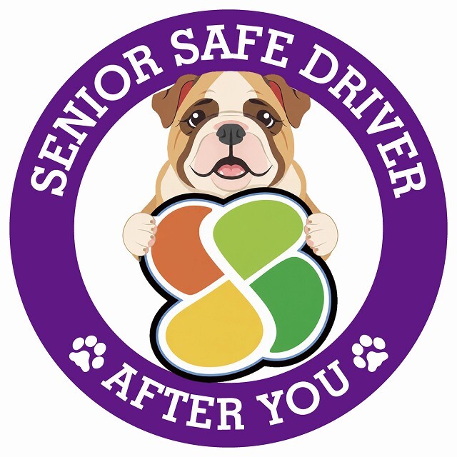 カーサイン 高齢者マーク SENIOR SAFE DRIVER ブルドッグ ステッカー シール 直径13cm 肉球 日本製 車