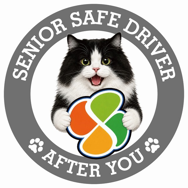 カーサイン 高齢者マーク SENIOR SAFE DRIVER キムリック ステッカー シール 直径13cm 肉球 日本製 車