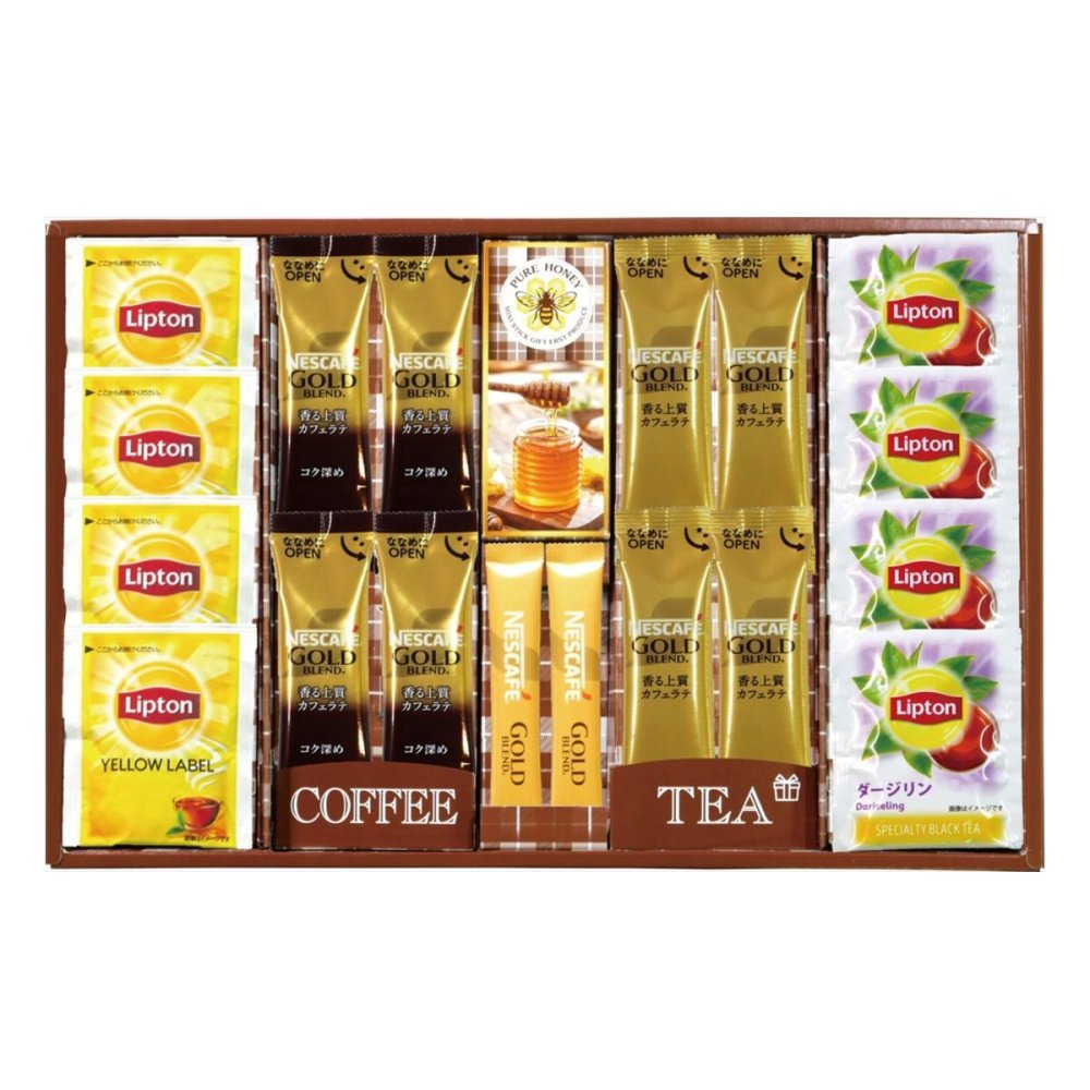 ネスカフェ リプトン はちみつ 詰合せ ティーギフトセット 計20点入 コーヒー 紅茶 カフェラテ セット 純粋はちみつ【北海道・沖縄県・離島 配送不可】