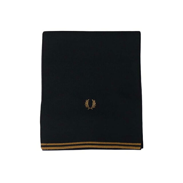 フレッドペリー FRED PERRY Merino Wool Scarf メリノウール スカーフ マフラー c3319-u12 ユニセックス Black Dark Caramel マフラー