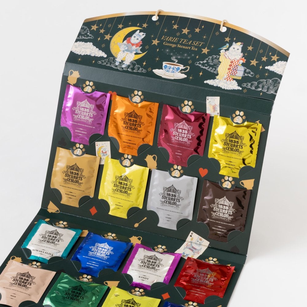 クリスマスギフト 秋冬ギフト お歳暮 お配りギフト 誕生日 アドベントカレンダー 「24days紅茶アソート」（猫）