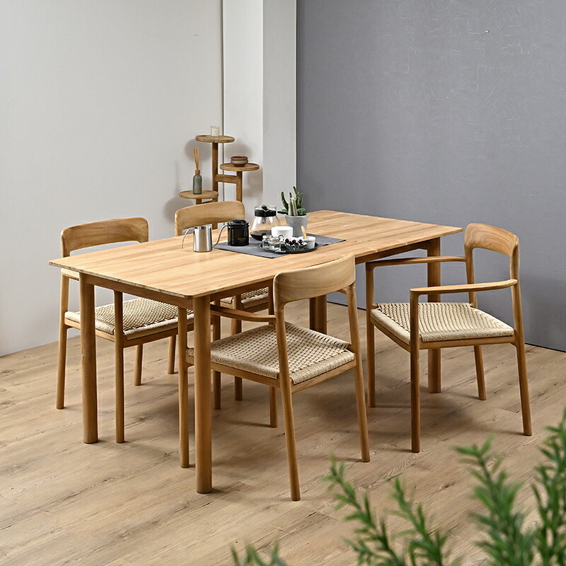 開梱設置無料 ダイニングテーブル 単品 160cm幅 木製 4人用 5人用 6人用 チーク無垢材 角型 コンパクト 机 インテリア おしゃれ ナチュラル 天然木 北欧 カフェ 食卓 モダン 新生活