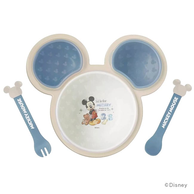 エクリュシリーズ 片手で持てる離乳食パレット[ベビー食器セット 日本製 ベビー食器 ギフトセット 食洗機対応 電子レンジ対応 ディズニー ミッキー ミニー キャラクター かわいい 離乳食食器 ランチプレート 食器セット]