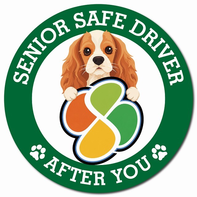 カーサイン 高齢者マーク SENIOR SAFE DRIVER イングリッシュコッカースパニエル マグネット 強力 直径13cm 肉球 日本製 車 ステッカー