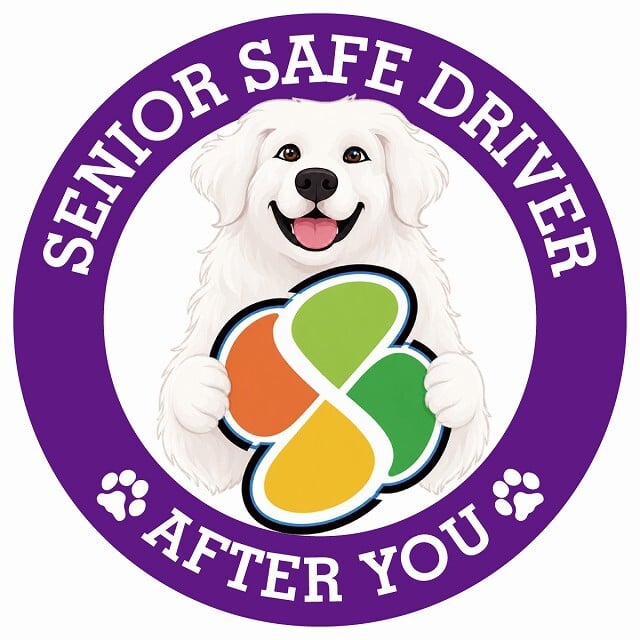 カーサイン 高齢者マーク SENIOR SAFE DRIVER グレートピレニーズ ステッカー シール 直径13cm 肉球 日本製 車