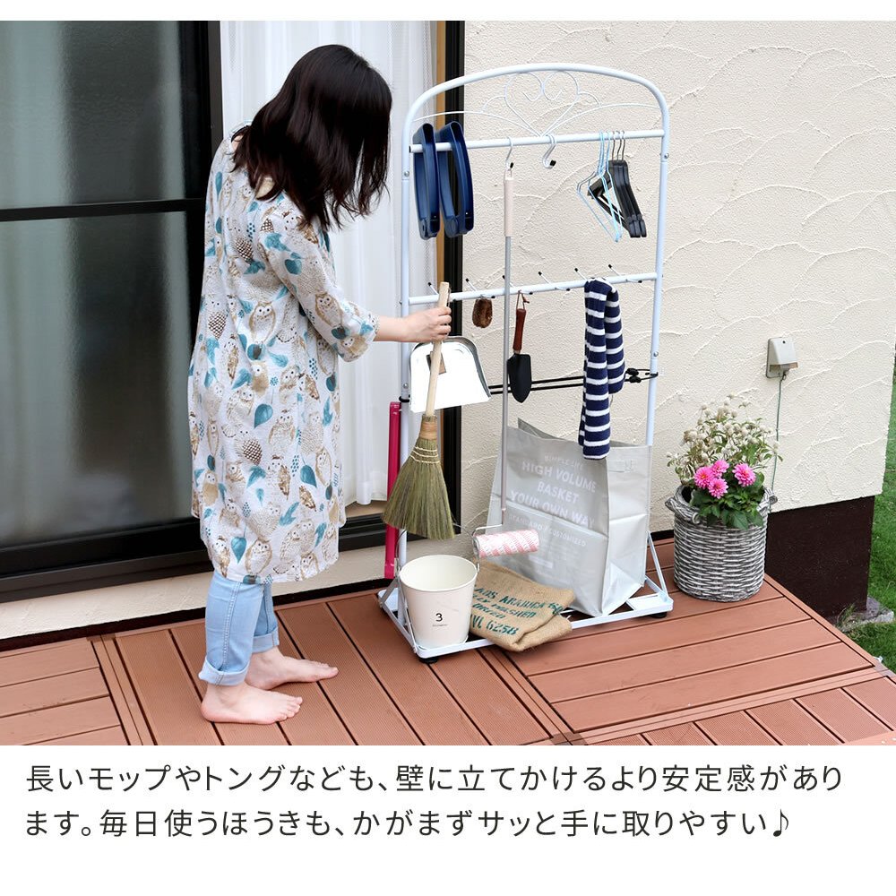ガーデン エクステリア ツールスタンド ITS1400 収納 スチール製 DIY ガーデニング ファニチャー 園芸 傘立て 工具 ほうき立て 工具立て モップ立て スリム スタンド 物入れ フック 新生活