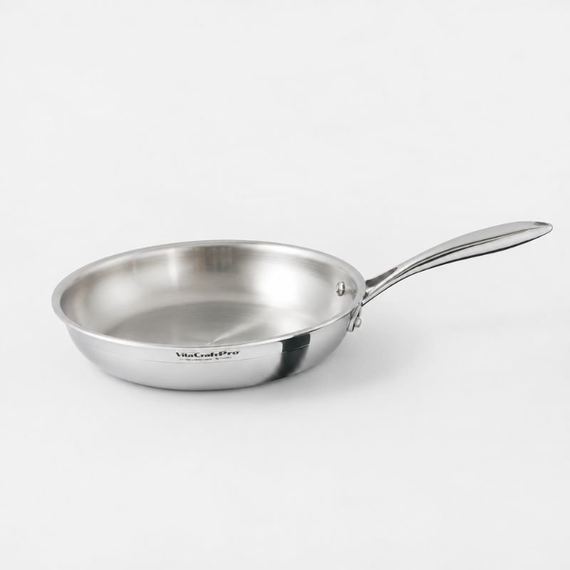 ビタクラフト プロ フライパン 24cm IH ステンレス 正規品 ガス火 直火 単品 業務用 コーティングなし シェフ 長持ち 高耐久 シルバー オールステンレス 省エネ 食洗機対応 無油料理 無水調理 時短 保温 持ちやすい 握りやすい 蓋なし No.0313