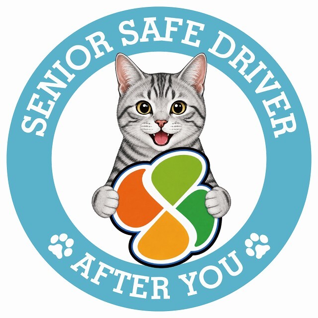 カーサイン 高齢者マーク SENIOR SAFE DRIVER サバトラ ステッカー シール 直径13cm 肉球 日本製 車