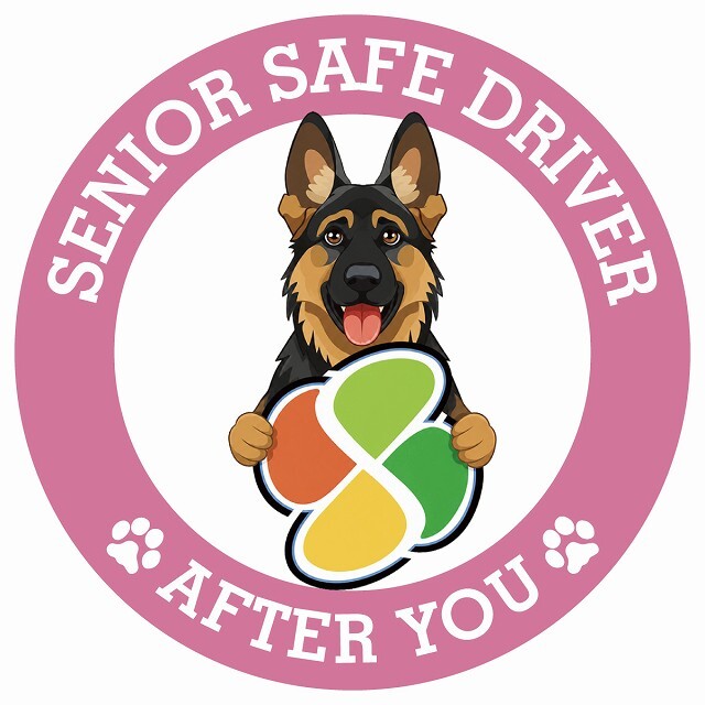 カーサイン 高齢者マーク SENIOR SAFE DRIVER シェパード ステッカー シール 直径13cm 肉球 日本製 車