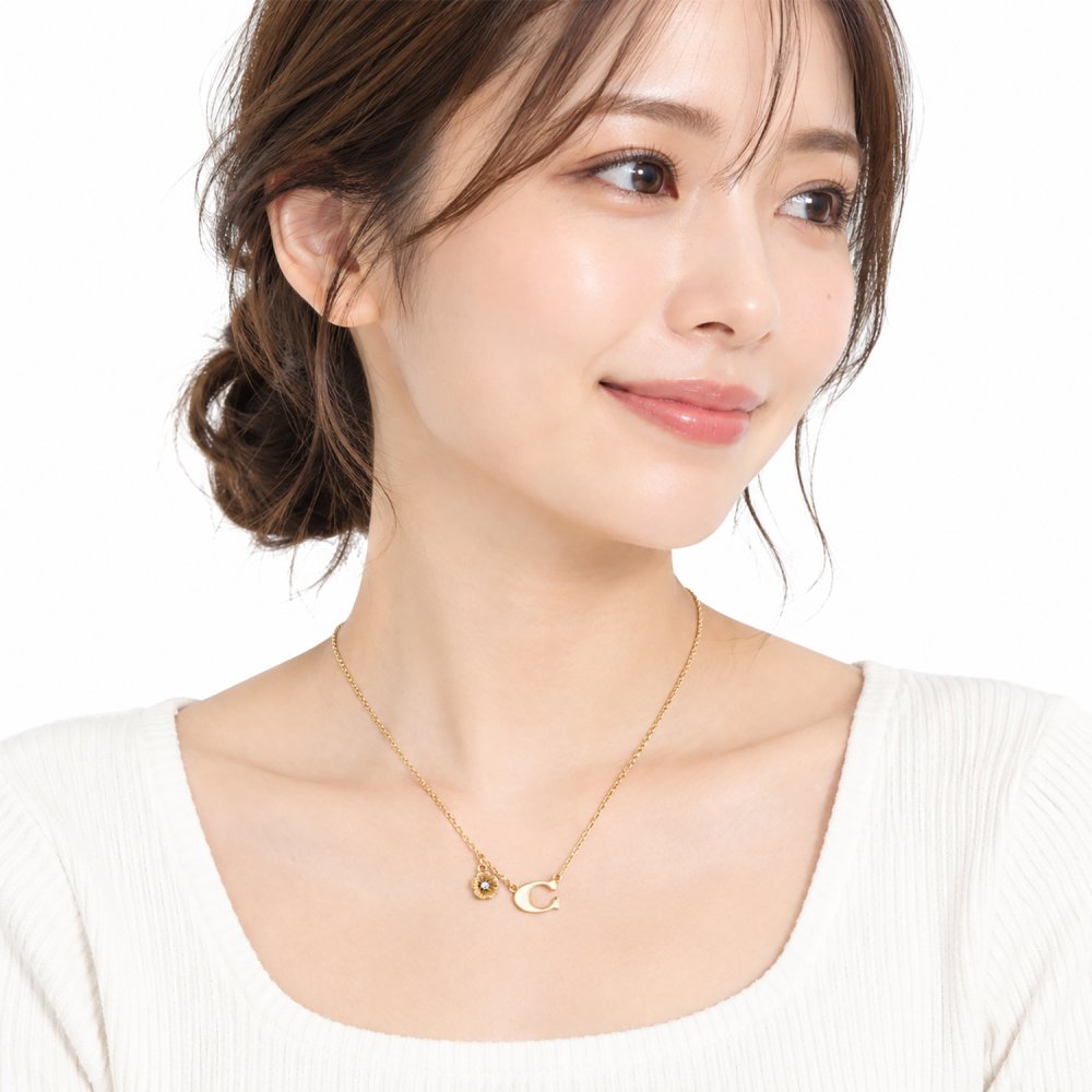コーチ COACH ネックレス シグネチャー Cロゴ ティーローズ レディース ゴールド 571532GLD100 ジュエリー アクセサリー バレンタイン 送別会 誕生日 結婚祝い 結婚式 高級 父の日 母の日【スペシャルラッピング660円(別売り)】 即日発送 ファッション小物 ビジネス小物 ホワイトデー