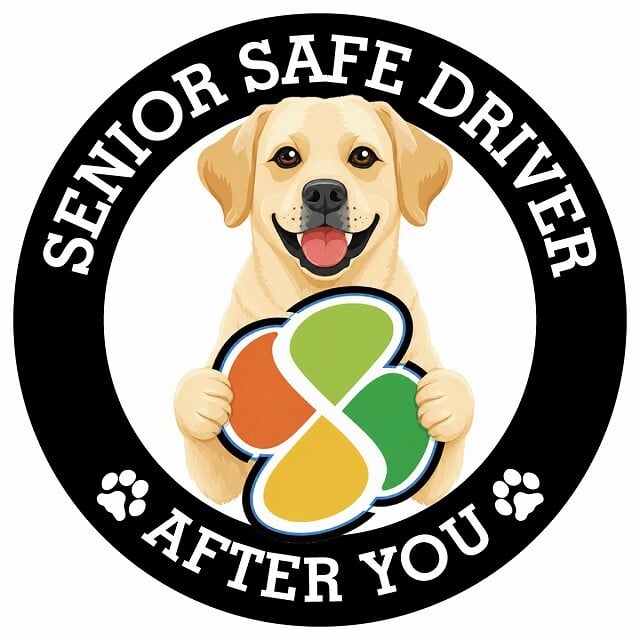 カーサイン 高齢者マーク SENIOR SAFE DRIVER ラブラドールレトリバー ステッカー シール 直径13cm 肉球 日本製 車